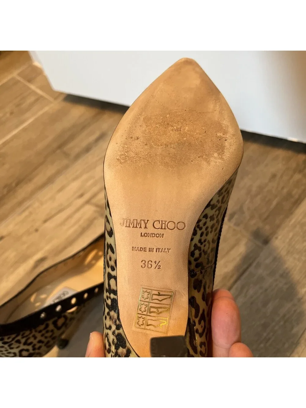 JIMMY CHOO ANIMAL PRINT PATENT LEATHER HEELS SIZE IT36.5/US6.5 MADE IN ITALY VGC